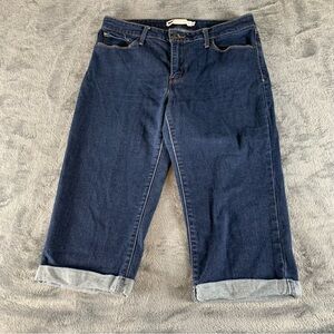 Levi’s Capri Stretch Jeans Women‎ Size 12 Blue Denim Rolled Hem Casual Retro